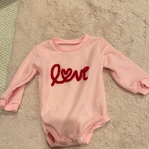 Pink Love Embroidered Kids One Piece
